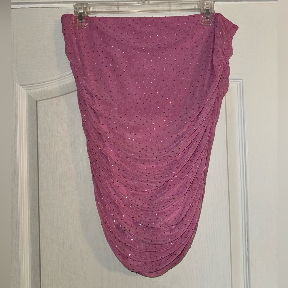 AFRM Pink Ruched Rhinestone strapless top. Worn once for Katy Perry concert